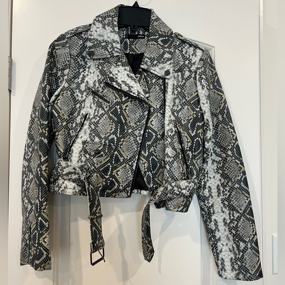 Aqua Snakeskin Jacket - Black, Gray, Cream